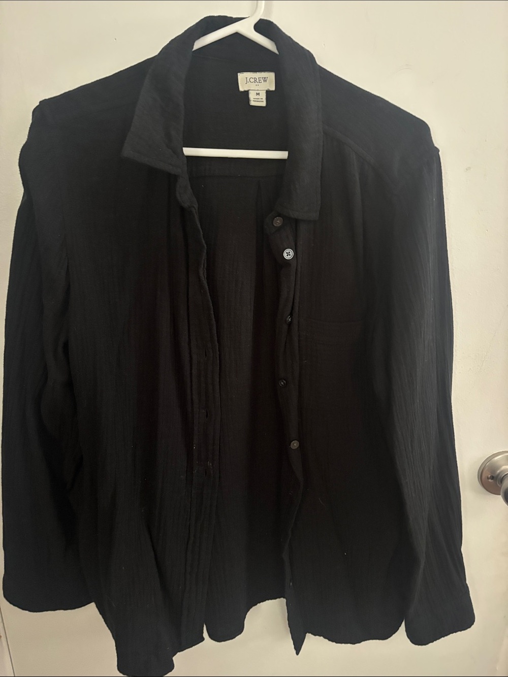 J. Crew Gauze Black Lightweight Button-Up Jacket